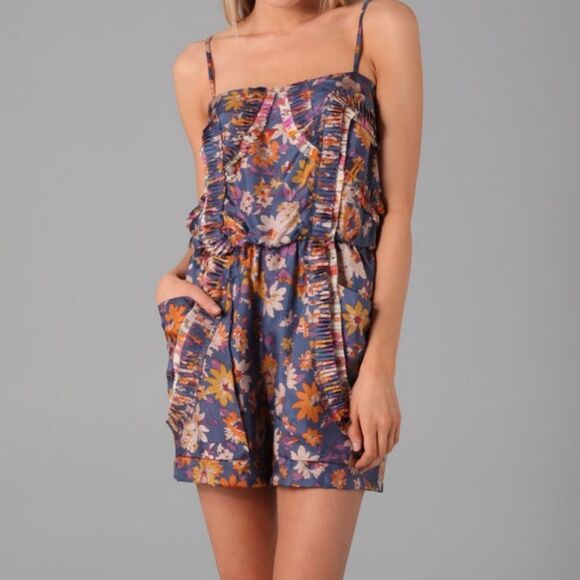Sachin + Babi Rory 100% silk wildflower romper Size 2 - Picture 2 of 16
